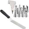 Anjali Enterprises Cake Decoration Tools 2 in 1 Combo of 12 Pcs Nozzles Set with Icing Bag and 1 Pcs Cake Pallet Knife view 1