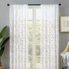 HooHero High Grade Small Leave Embroidered Sheer Curtains Rod Pocket for Living Kids Room Bedroom Nursery(2 Panels, W 50 x L 90 inch, Beige) view 1