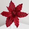 Factory Direct Craft Pack of 2 Sparkling Burgundy Velvet Artificial Poinsettia Stems Burgundy Glittered Poinsettia Picks for Christmas Tree Decorations and Holiday Home Decor view 3