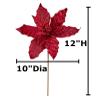 Factory Direct Craft Pack of 2 Sparkling Burgundy Velvet Artificial Poinsettia Stems Burgundy Glittered Poinsettia Picks for Christmas Tree Decorations and Holiday Home Decor view 4