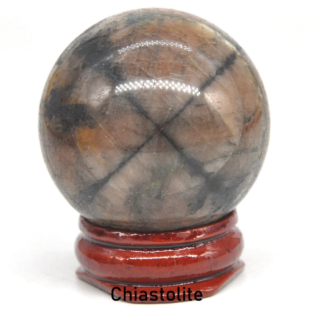 40MM Gemstones Crystals Home Decoration Natural Stones Ball Mineral Polished Gem Globe Gift,Chiastolite