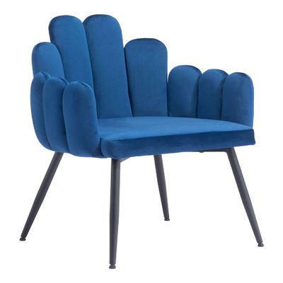 Zuo Noosa Dining Chair (Set of 2) Navy Blue, Blue Dining Chair, Soft and Smooth Velvet Fabric, Plywood, Indoor Dining, 22" W x 22" D x 34.3" H