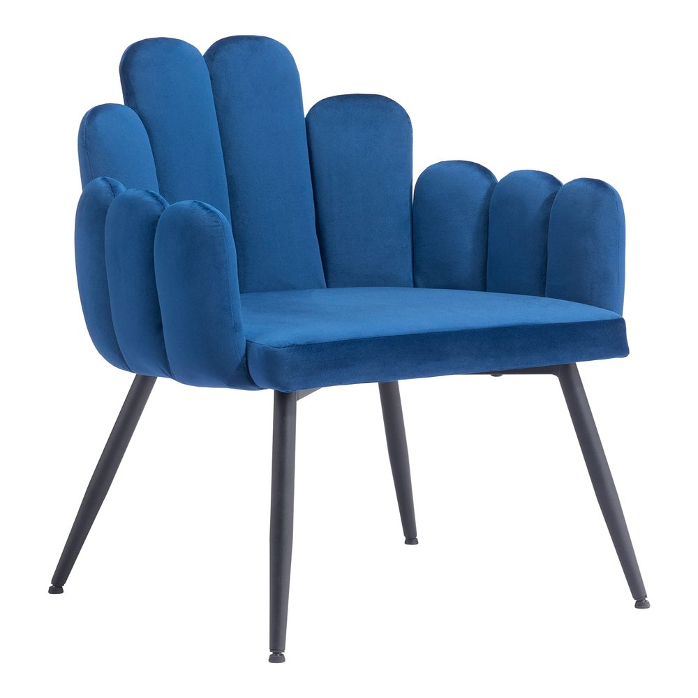 Zuo Noosa Dining Chair (Set of 2) Navy Blue, Blue Dining Chair, Soft and Smooth Velvet Fabric, Plywood, Indoor Dining, 22" W x 22" D x 34.3" H