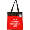 DISCOUNT PROMOS Custom Two Tone Deluxe Tote Bags Set of 12, Personalized Bulk Pack - Reusable, Great for Shopping, Grocery, Beach, Picnic, Wedding Favors - Red view 1
