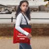 DISCOUNT PROMOS Custom Two Tone Deluxe Tote Bags Set of 12, Personalized Bulk Pack - Reusable, Great for Shopping, Grocery, Beach, Picnic, Wedding Favors - Red view 2