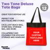 DISCOUNT PROMOS Custom Two Tone Deluxe Tote Bags Set of 12, Personalized Bulk Pack - Reusable, Great for Shopping, Grocery, Beach, Picnic, Wedding Favors - Red view 4