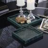 Deco 79 Marble Living Room Decor Tray Ottoman Tray with Raised Border, Set of 2 Serving Tray 10", 8" W, Green view 3