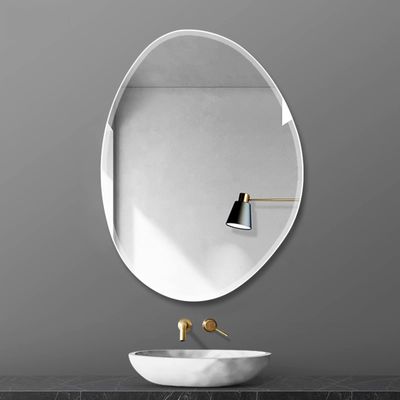 40x54cm Frameless Oval Wall Mirror, Decorative Beveled Edge Bathroom Mirror, Modern Vanity Mirror, Bedroom, Living Room, Hotel, Entrance Mirror (Color : No Punching, Size : 40x54cm)