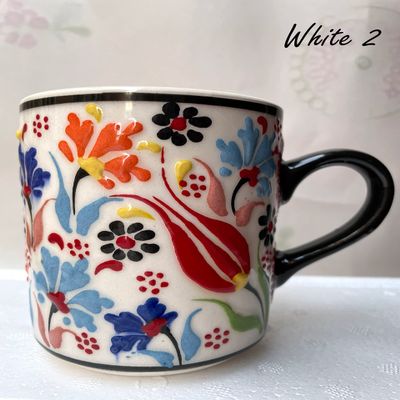 11oz Floral Coffee Mug, Ceramic Colorful Oriental Tea 330ml Mug, Handmade Mug with Handle Pottery Cups, Lead-Free, Decorative Gift for Wife