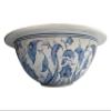 Round Blue & White Bathroom Vanity Top Sink, Flower Wash Basin, Half Bathroom Ceramic Sink, Bleu Blanc Drop-in Sink, Powder Room Remodeling view 4
