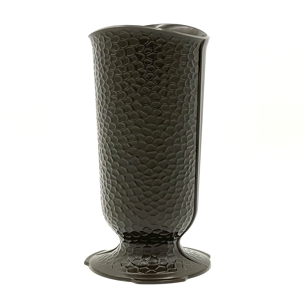 Terravas' Ionic Vase - Replacement Cemetery Flower Vase - 4" D Base with 3 Flanges to Lock-in. Dark Brown, Plastic Replica (Not Bronze) Quantity: 1
