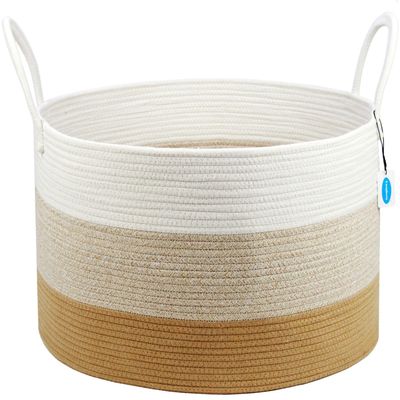 Casaphoria Blanket Basket, Storage Basket, Laundry Basket, 20*20*13, Laundry Hamper,Blanket Storage for Living Room (White & Gradient Brown