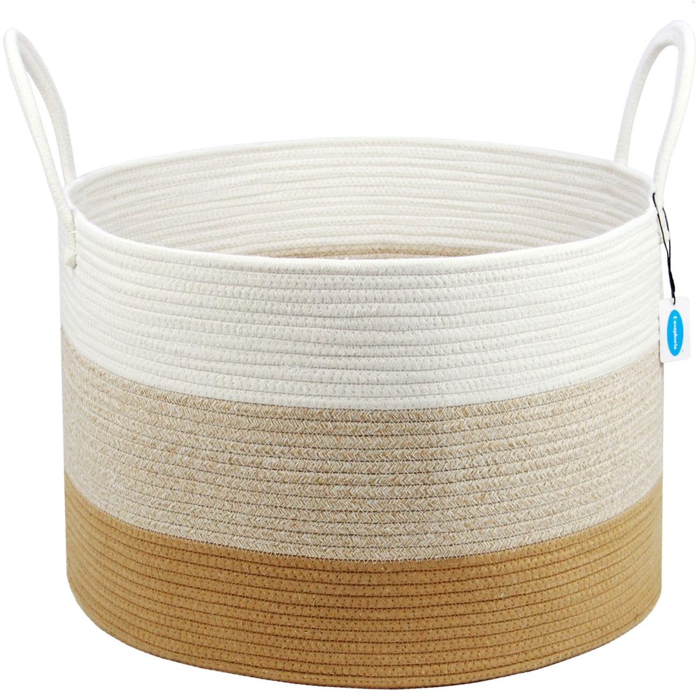 Casaphoria Blanket Basket, Storage Basket, Laundry Basket, 20*20*13, Laundry Hamper,Blanket Storage for Living Room (White & Gradient Brown