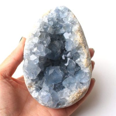 1PC Natural Celestite Crystal Cluster Sky Blue Geode Mineral Specimen Home Decor,450-470g