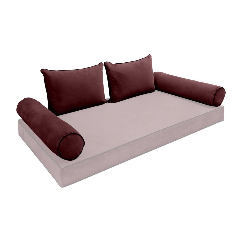 Cover ONLY Model V4 Full Velvet Contrast Indoor Daybed Cushion Bolster - AD368