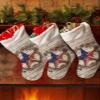 Christmas Stockings American Flag Stars Farm Berry Wreath Fireplace Hanging Decorations Xmas Tree Stocking Country Rustic Wood Grain Personalized Sock for Family Holiday Season Party Home Decor view 2