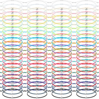 Cunno 100 Pcs Star Friendship Bracelets Bulk for Kids Wish Bracelets Colorful Adjustable String Motivational Jewelry Gifts for Women Girls Valentine's Galentine's Gifts