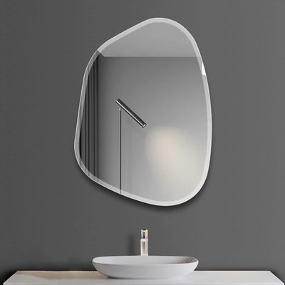 40x54cm Large Frameless Bathroom Mirror, Irregular Beveled Edge Wall Mirror, Modern Asymmetrical Vanity Mirror with Polished Edges for Dressing Table Bathroom Bedroom Entryway (Color : Perforation,
