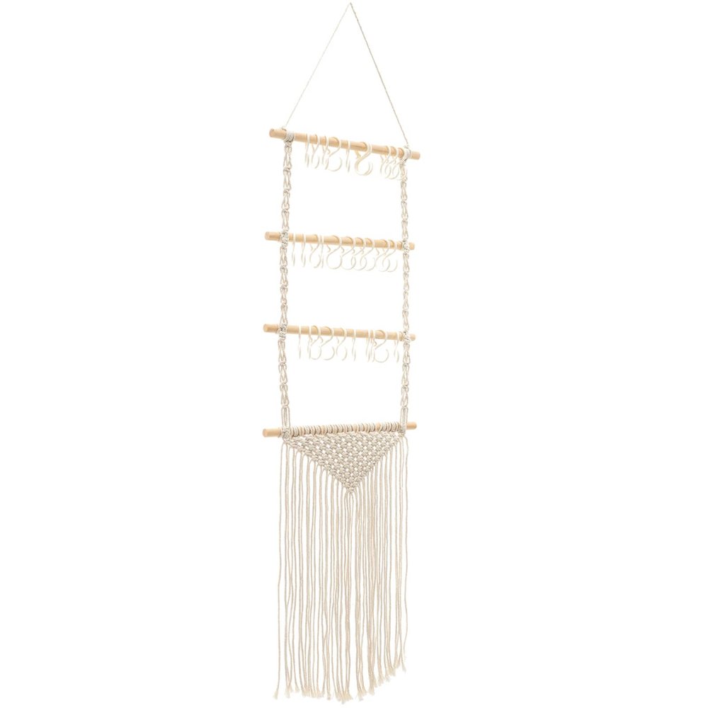 DECHOUS Macrame Hair Bow Holder Wall Hanging Organizer for Headbands Hair Accessories Includes Hooks for Girls Room