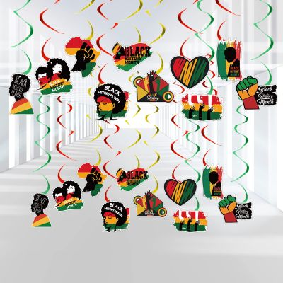 50 Pcs Black History Month Hanging Swirls Party Decoration Black History Decorations Black History Month Decorations for Classroom African BHM Worthwhile Commemoration Festival Hanging Decoration