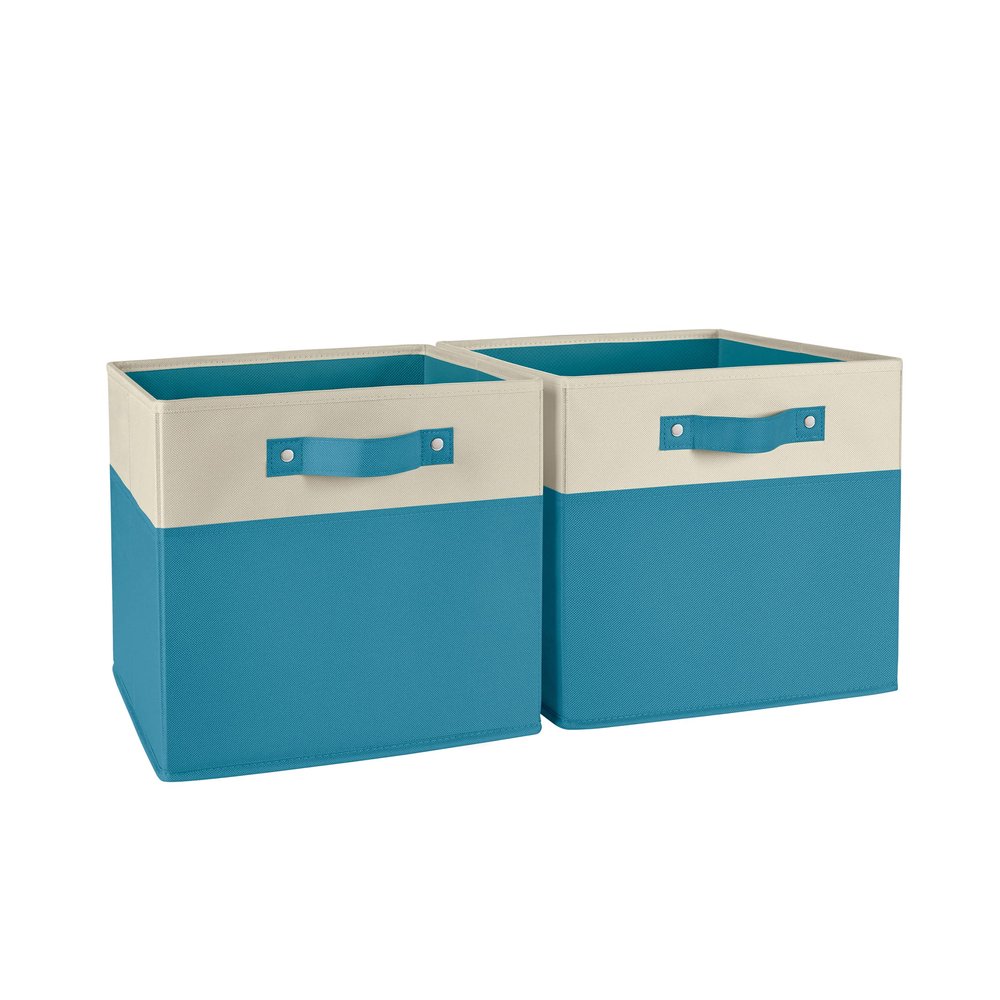RiverRidge Kids storage bins - 10.5 Cube Storage Organizer with Handles - Turquoise Two-Tone closet organizers and storage for Toys, Shoes & More  Fits RiverRidge Cabinets
