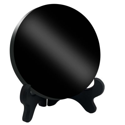 AGERYU Black Obsidian Scrying Mirror, Obsidian Mirror with Stand and Bag for Divination, Meditation, Healing, Feng Shui (250mm(9.8in))