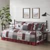 Woolrich Daybed Cover Set - Cabin Lifestyle, Patchwork with Moose Design All Season, Lightweight and Breathable Cozy Bedding Layer with Bedskirt, Matching Shams, 39" W x 75" L, Woodshed Red 5 Piece view 1