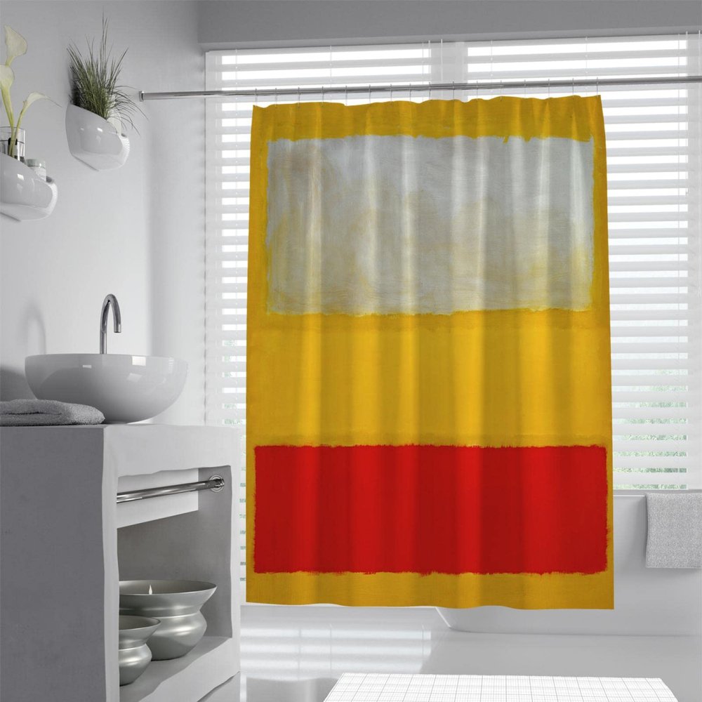 BYJING Art Yellow Red Grey Shower Curtain Modern Popular Fabric Shower Curtains for Bathroom Decor Contemporary Bathroom Curtains Waterproof 96W x 72L(in)