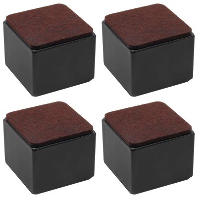 Bonsicoky 4 Pcs Self-Adhesive Furniture Bed Risers, Square Heavy Duty Carbon Steel Table Sofa Risers Adds 2" Height with Felt Pad,Black