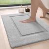 DEXI Bathroom Rugs 24x16, Washable Non Slip Bath Mat for Shower Floor, Absorbent Quick Dry Bathmat with Rubber Backing, Ultra Soft Plush Carpet for Tub, Light Grey view 1