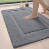 DEXI Bathroom Rugs 43x24, Washable Non Slip Bath Mat for Shower Floor, Absorbent Quick Dry Bathmat with Rubber Backing, Ultra Soft Plush Carpet for Tub, Grey view 1