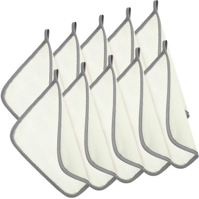 Tatuo 10 Packs Exfoliating Wash Cloths for Body and Face Facial Bath Scrub Soft Weave Loofah Towel Exfoliate Bath Towel Remove Dead Skin Wash Cloth for Women Man (Gray Edge)