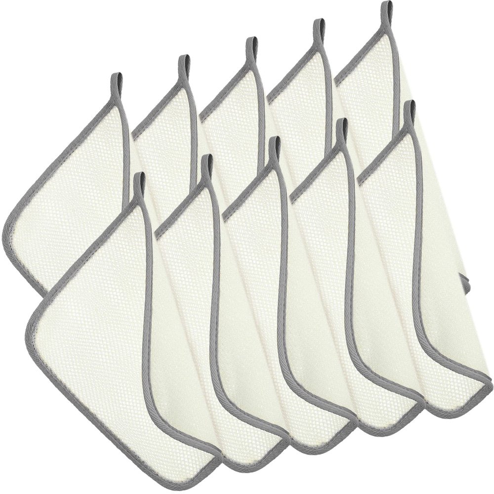 Tatuo 10 Packs Exfoliating Wash Cloths for Body and Face Facial Bath Scrub Soft Weave Loofah Towel Exfoliate Bath Towel Remove Dead Skin Wash Cloth for Women Man (Gray Edge)