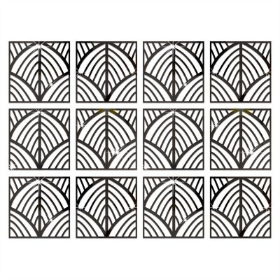 Melairya Mirror Wall Stickers, Removable Furniture Mirror Stickers, DIY Mirror Plastic Tile Stickers for Cabinet Wall Decor (Color : Black, Size : 20x20cm-12pcs)