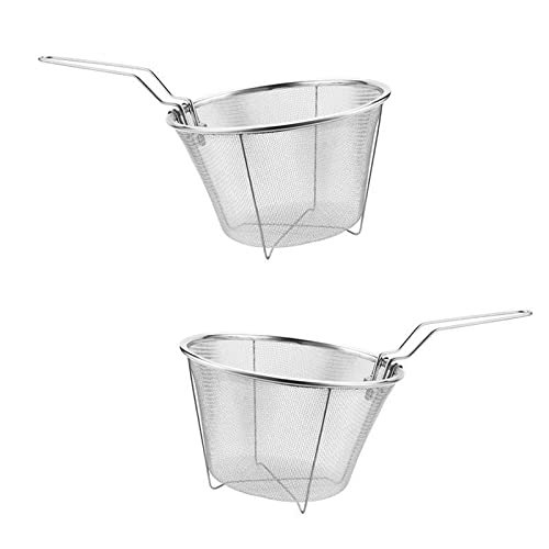 Fry Strainer 2 Pack Stainless Steel Fry Basket Kitchen Chicken Basket Chip Fryer Kitchen Cooking Accessories Fryer Basket (Size : 26X15X9.5cm-2pcs)