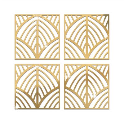 Melairya Mirror Wall Stickers, Removable Furniture Mirror Stickers, DIY Mirror Plastic Tile Stickers for Cabinet Wall Decor (Color : Gold, Size : 27x27cm-4pcs)