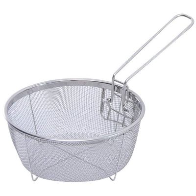 Fry Strainer Stainless Steel Fry Basket Hot Fry Basket Single Handle Potato Chip Basket French Fry Basket Mesh Colander Fryer Basket