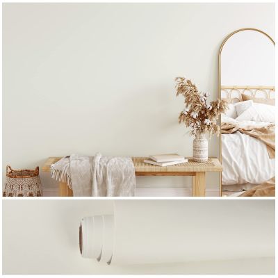 VEELIKE Off White Contact Paper Peel and Stick for Cabinets, Desk, Waterproof Thick White Wallpaper 15.7''x118'' Removable Wallpaper Self Adhesive Vinyl for Bedroom Walls, Shelves, Kitchen Furniture