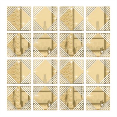 Melairya Mirror Wall Stickers DIY Mirror Wall Decals Mirror Wall Art Decor Removable Decorative Mirror Stickers Decals (Color : Gold, Size : 27x27cm-16pcs)
