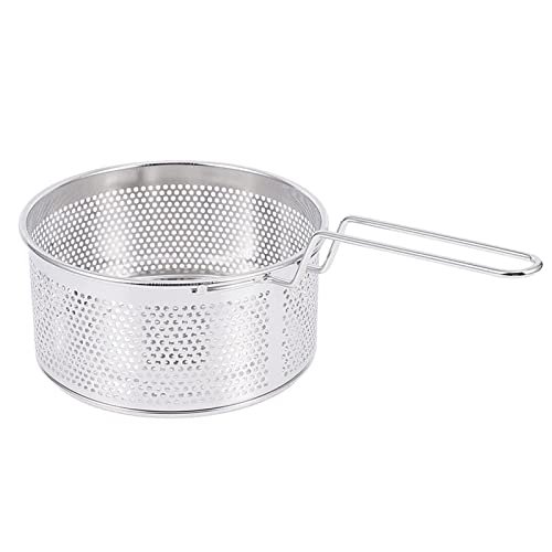 Fry Strainer French Fry Basket Stainless Steel French Fry Basket Strainer Fryer Spaghetti Spoon Kitchen Cooking Tools Fryer Basket (Color : Silver, Size : 31X16.5X8CM)