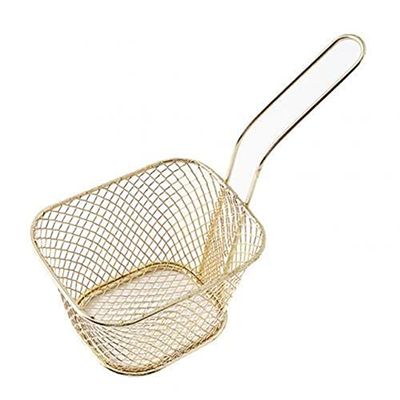 Fry Strainer Stainless Steel French Fries Basket Mesh Kitchen Fry Tool Colander French Fry Fryer Cooking Fry Basket Strainer Fryer Basket (Color : Gold, Size : 8PCS)