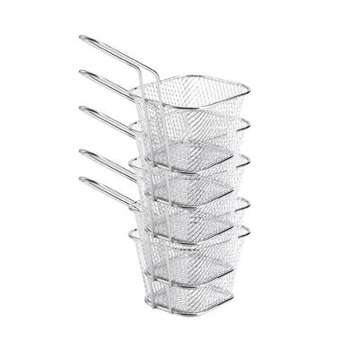 Fry Strainer Stainless Steel Fry Baskets Chips Presentation Basket Strainer Food Basket Cooking French Fries Basket 5/6PCS Fryer Basket (Color : 5PCS Silver)