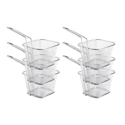 Fry Strainer Stainless Steel Fry Baskets Chips Presentation Basket Strainer Food Basket Cooking French Fries Basket 5/6PCS Fryer Basket (Color : 6PCS Silver)
