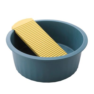 Ipetboom Wash Basin with Washboard 14 Inch Household Baby Clothes Laundry Tub Hand Washing Board Non-Slip Durable Plastic Washbasin for Infant Clothes Cleaning