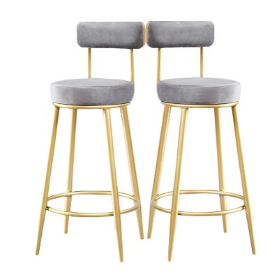 IBOWZ Dining Chair Set 65cm Set of 2 Velvet Counter Stool,Bar Stools with Gold Tipped&Gold Metal Legs Weight Capacity 120kg Dining Chairs for Kitchen Home Bar 5 Colours
