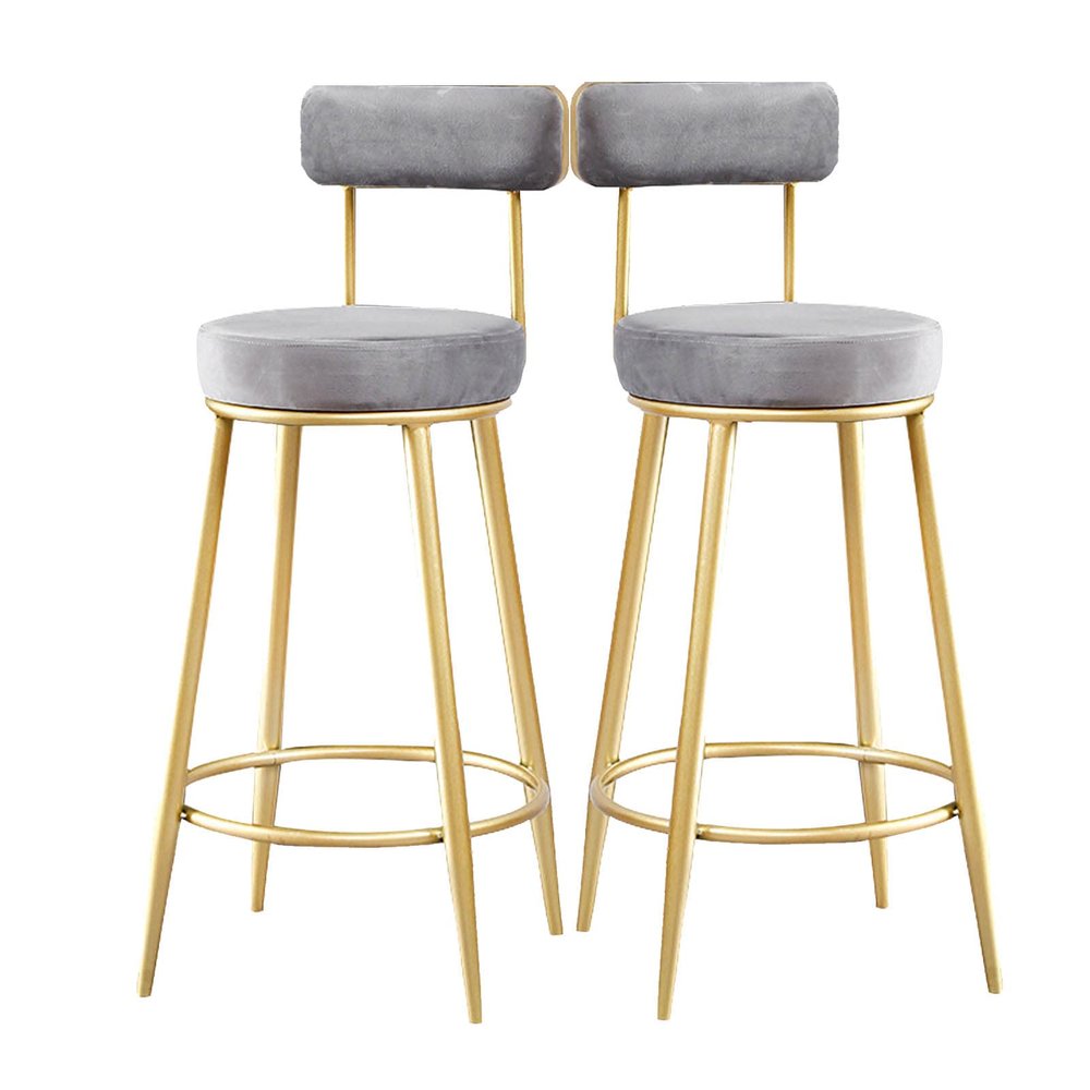 IBOWZ Dining Chair Set 65cm Set of 2 Velvet Counter Stool,Bar Stools with Gold Tipped&Gold Metal Legs Weight Capacity 120kg Dining Chairs for Kitchen Home Bar 5 Colours