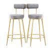 IBOWZ Dining Chair Set 65cm Set of 2 Velvet Counter Stool,Bar Stools with Gold Tipped&Gold Metal Legs Weight Capacity 120kg Dining Chairs for Kitchen Home Bar 5 Colours view 1