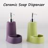 OLOTU Large Capacity Ceramic Soap Dispenser 2 in 1 Design Liquid Dispenser with Rust Proof Pump Refillable Soap Pump 19.6oz/ 580ml Lotion Bottles Lotion Bottle view 3