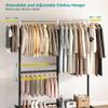 Raybee Clothes Rack Heavy Duty 450LBS, Clothing Racks for Hanging Clothes 200+, Metal Clothing Rack with Wheels, Rolling Commercial Garment Rack Portable, Black view 4