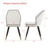 Andeworld Upholstered Dining Chairs Set of 2, Mid Century Modern Accent Chair, PU Leather Armless Leisure Side Chair with Golden Metal Legs for Dining Living Room-White view 2